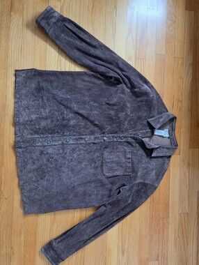 Suede Leather shacket men's XL Button-up Brown Field Gear Fallcore